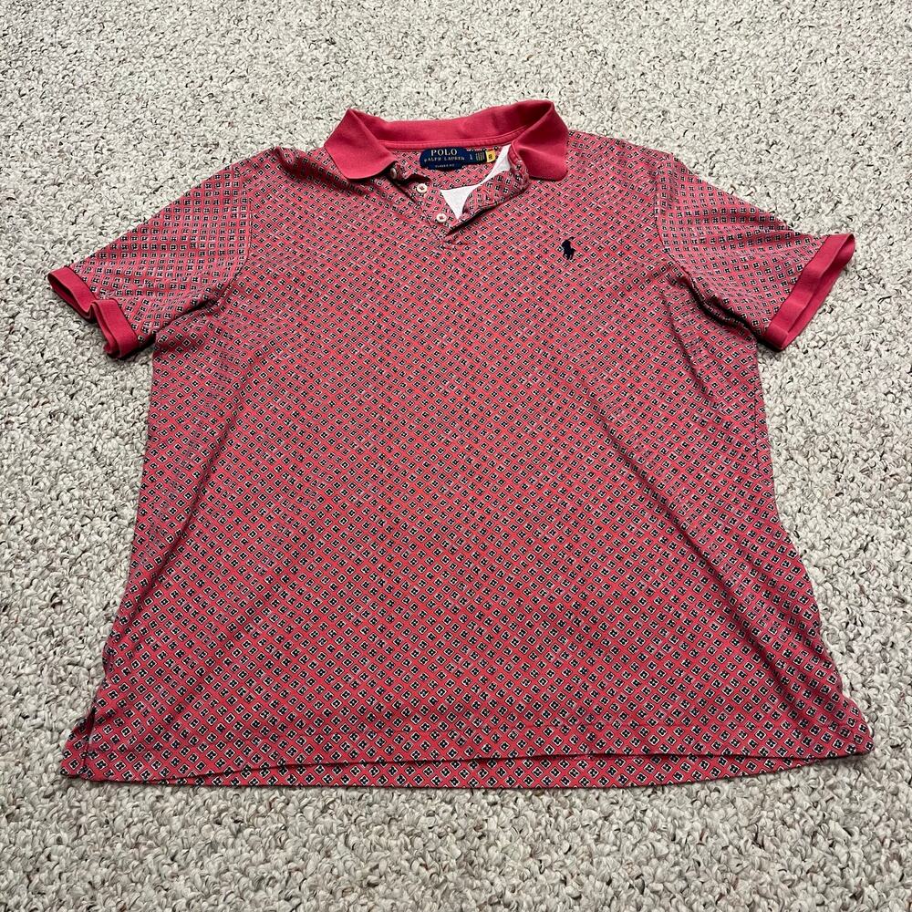 Polo Ralph Lauren Classic Polo Geometric Print L Pink Preppy Golf Casual